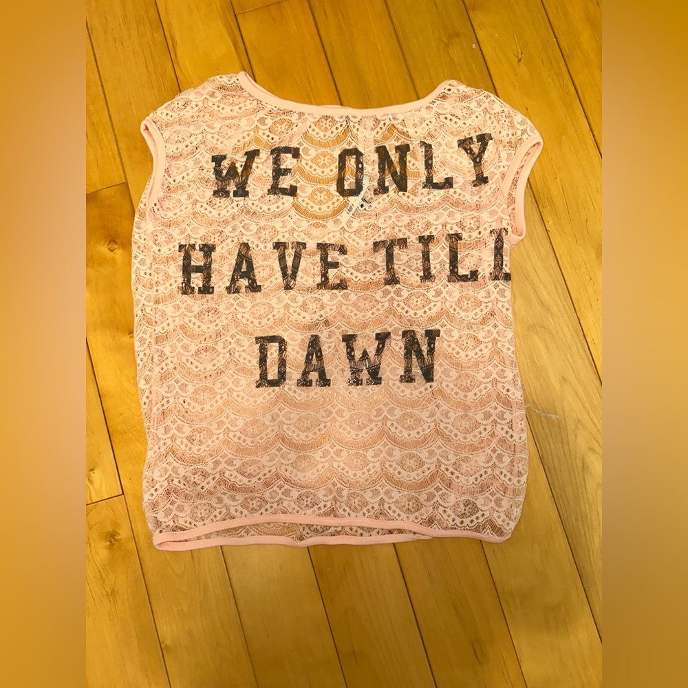 Bershka Pink Sheer Lace T-Shirt with Cut Outs